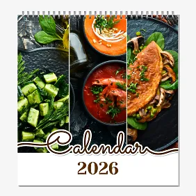 A calendar template with dishes 