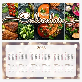 A calendar template with dishes 
