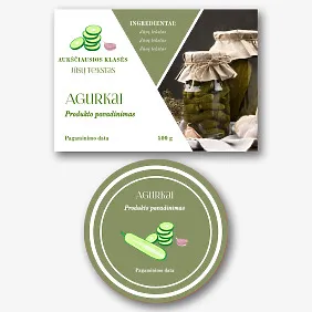 Marinuotų agurkų stiklainio etiketės šablonas