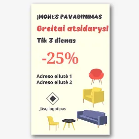 Baldų salono reklamjuostės šablonas