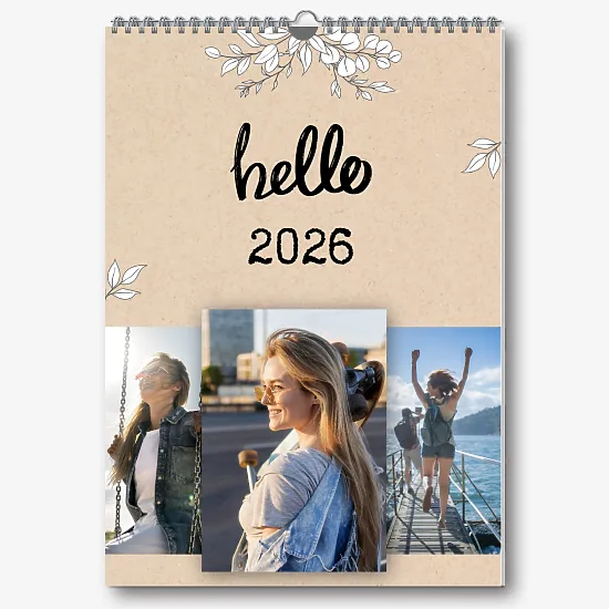 "Hello, 2026" Wall Calendar template