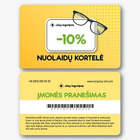 Optikos parduotuvės nuolaidų kortelės Šablonas