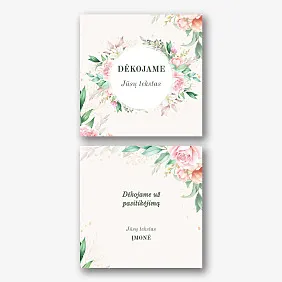 Kortelės Šablonas Ačiū su gėlėmis