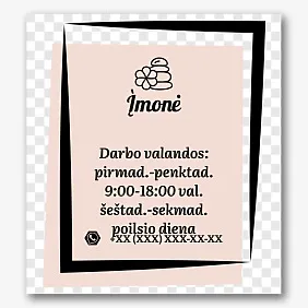 Darbo režimo plokštės šablonas