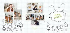 Vinjetės šablonas mokyklos užrašų knygelės stiliumi