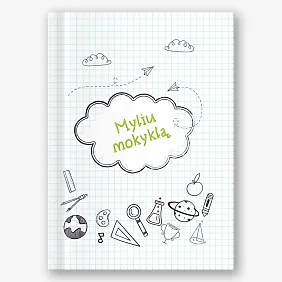 Mokyklinio sąsiuvinio stiliaus vinjetės šablonas