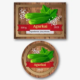 Marinuotų agurkų stiklainio etiketės šablonas