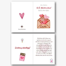 Valentino dienos sveikinimo atviruko Šablonas